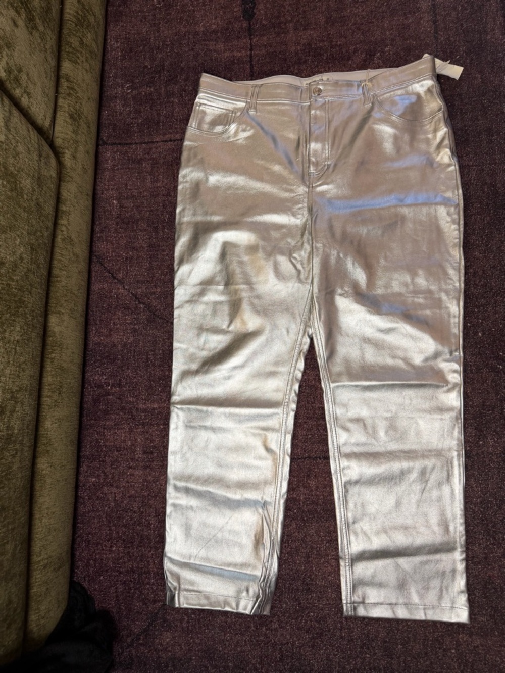 Abercrombie Metallic Silver Women’s Jeans - Sleek High-Shine Skinny